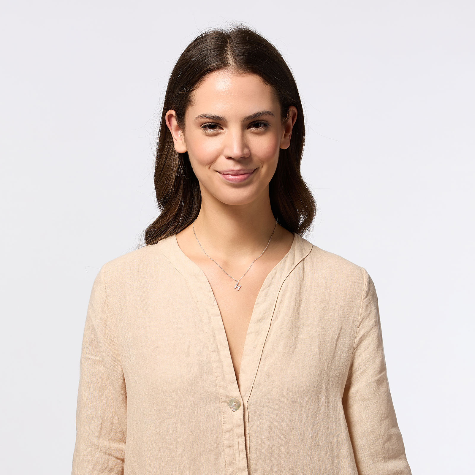 Halsband äkta silver, bokstav H - 42+3 cm