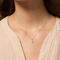 Halsband äkta silver, bokstav B - 42+3 cm