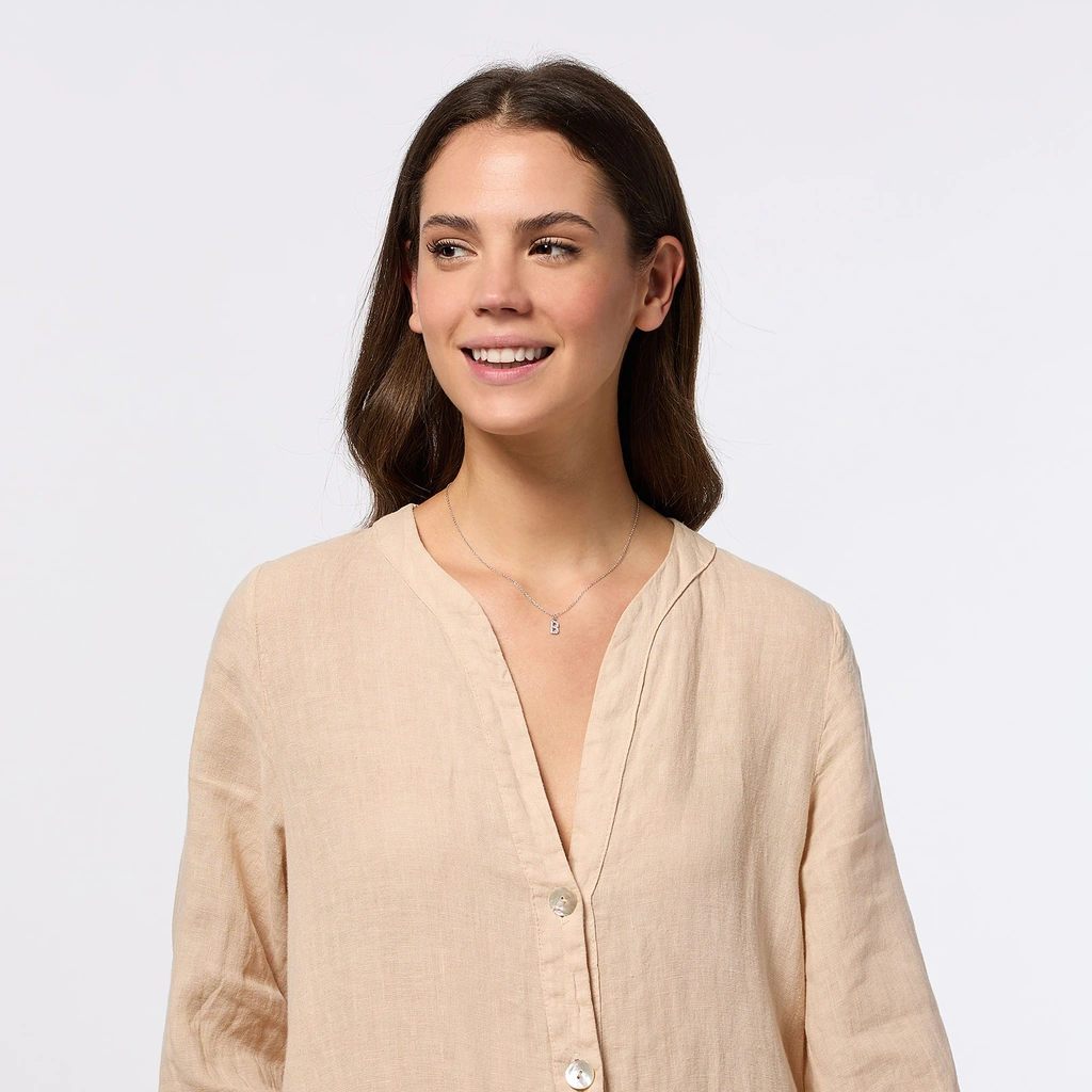 Halsband äkta silver, bokstav B - 42+3 cm