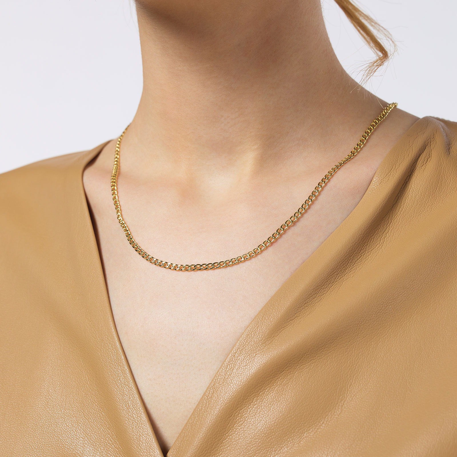 Halsband 9k guld - pansarlänk 51 cm