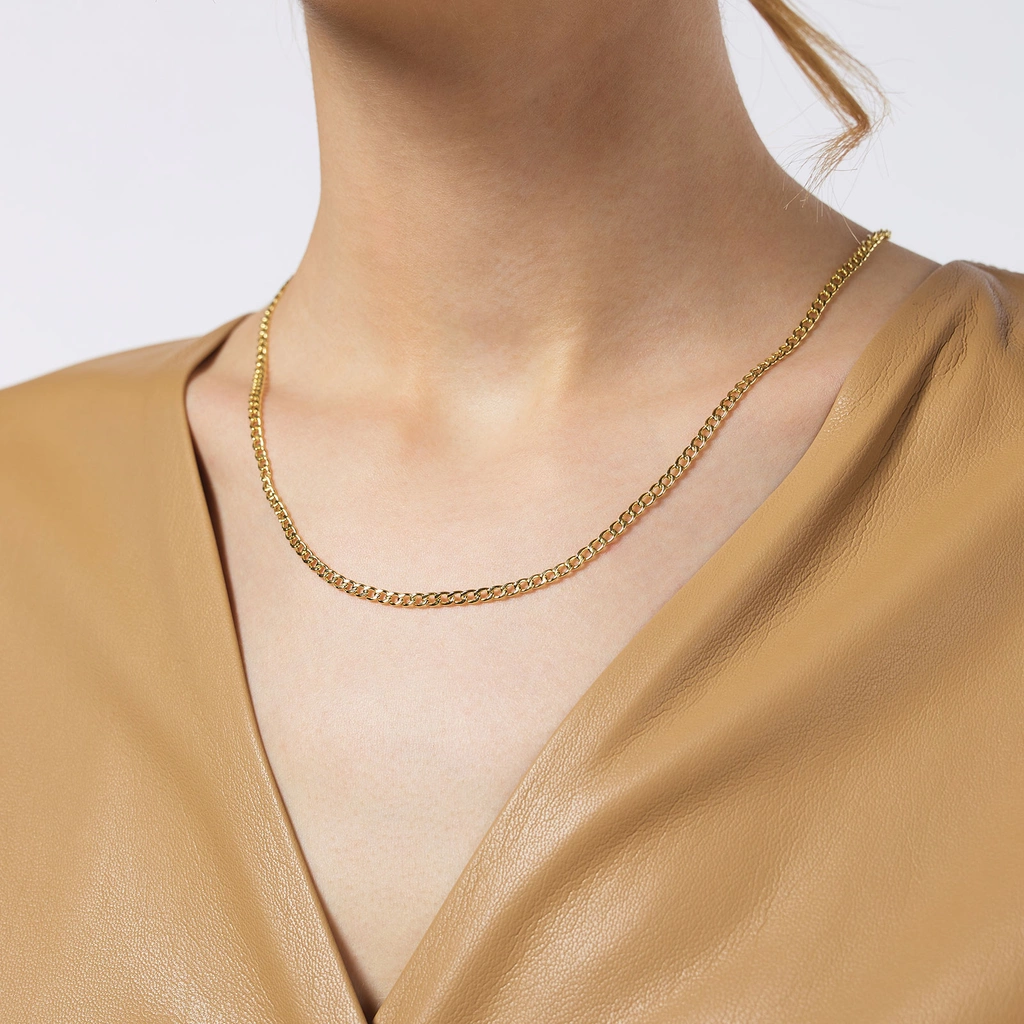 Halsband 9k guld - pansarlänk 51 cm