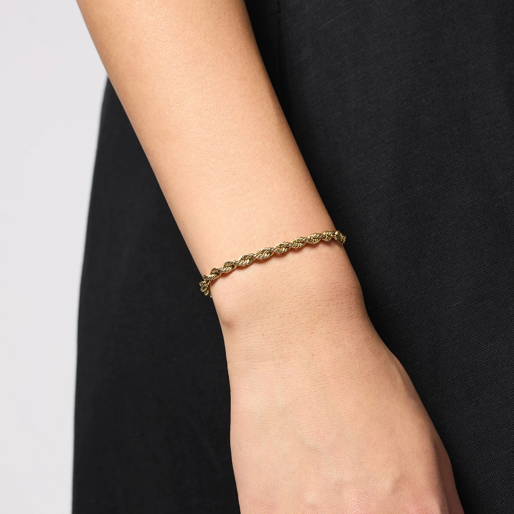 Armband dam 9k guld replänk - 19 cm