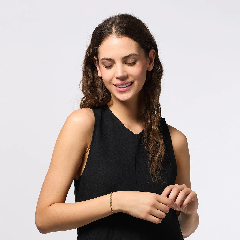 Armband dam 9k guld replänk - 19 cm