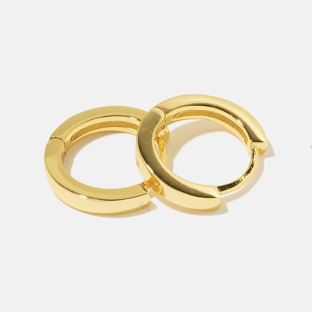 Guldpläterade silverörhängen - släta hoops 15 mm