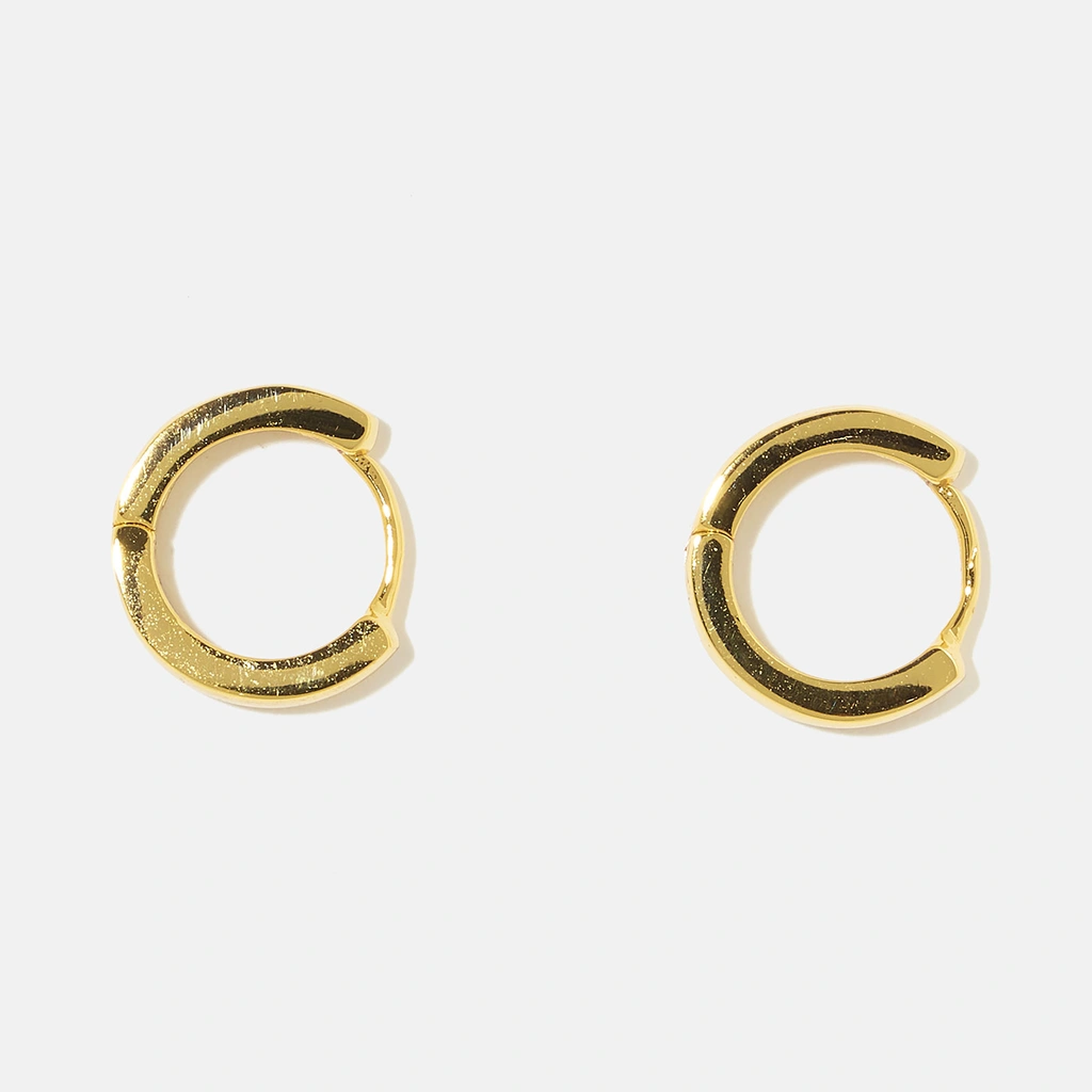 Guldpläterade silverörhängen - släta hoops 12 mm