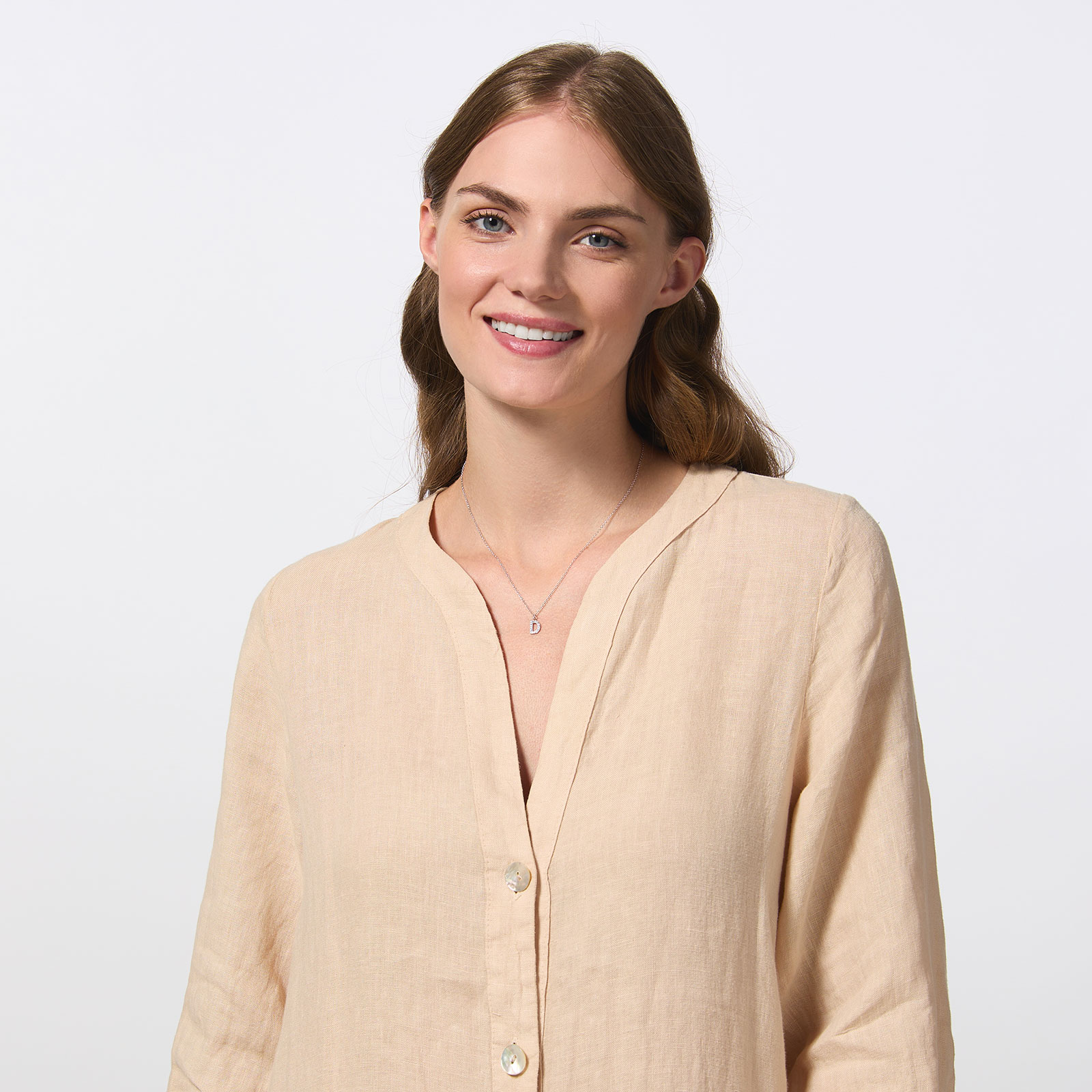 Halsband äkta silver, bokstav D - 42+3 cm