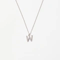 Halsband äkta silver, bokstav W - 42+3 cm