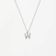 Halsband äkta silver, bokstav W - 42+3 cm