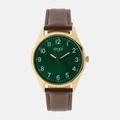 Regal herrklocka -  brunt band, guldton/grön, 40mm