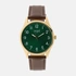 Regal herrklocka -  brunt band, guldton/grön, 40mm