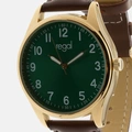 Regal herrklocka -  brunt band, guldton/grön, 40mm