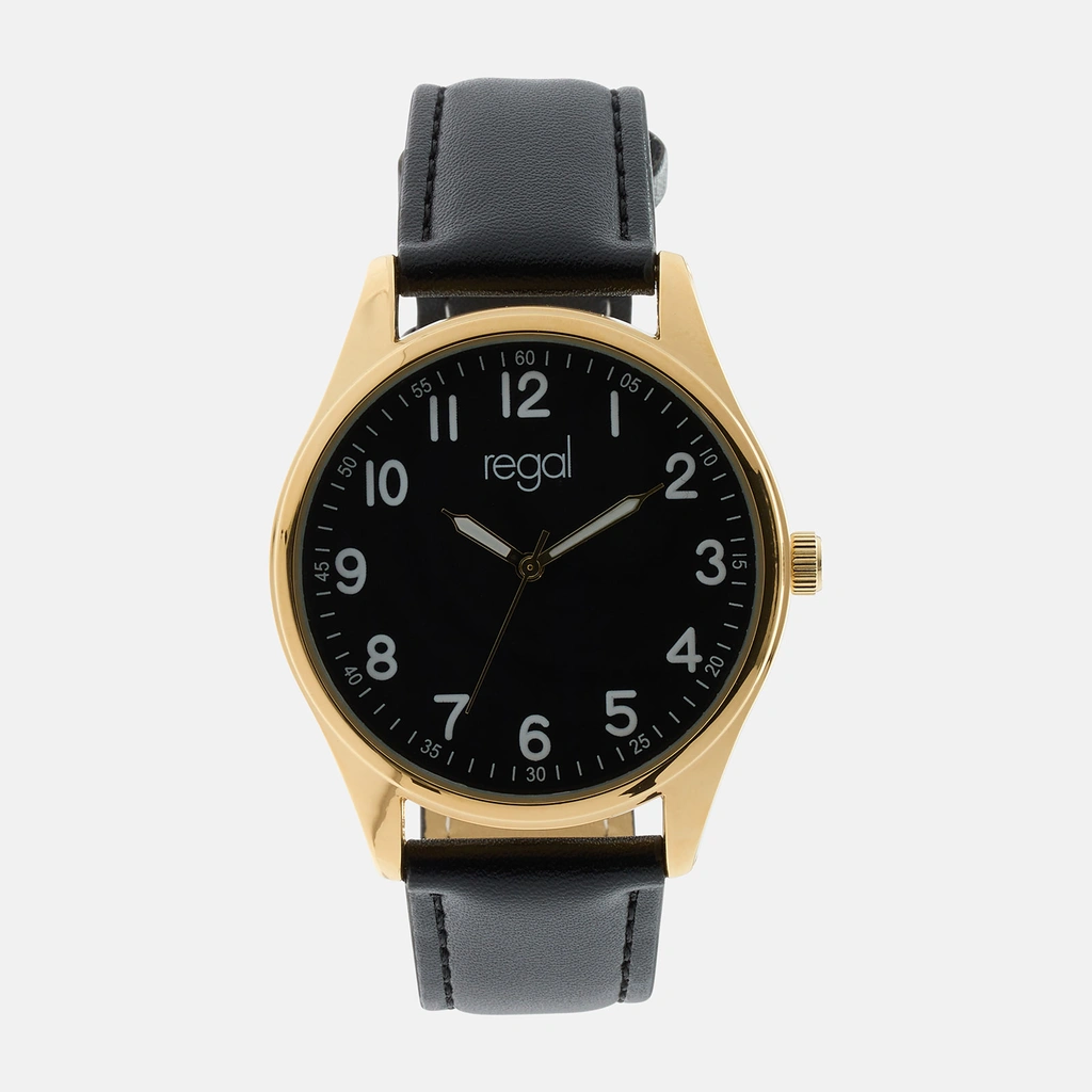 Regal herrklocka -  svart band, guldton,svart, 40mm
