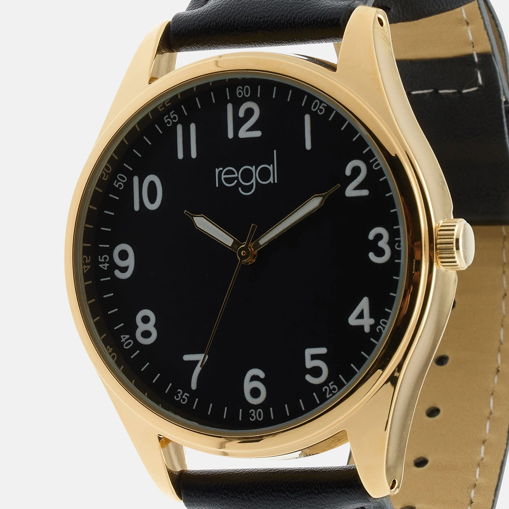 Regal herrklocka -  svart band, guldton,svart, 40mm