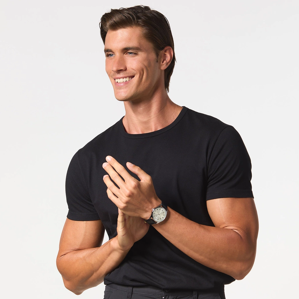 Regal herrklocka -  svart band, silverton, 40mm