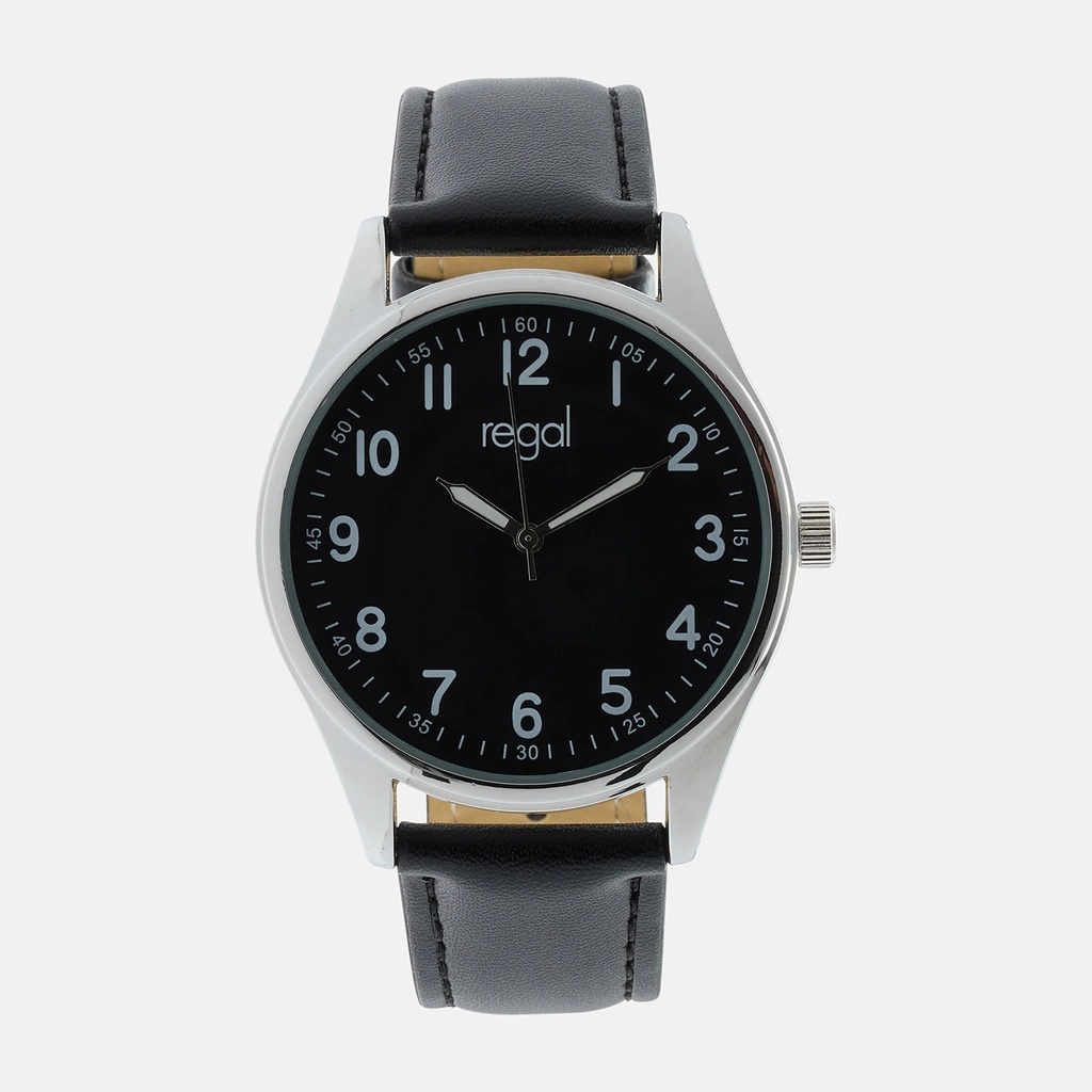 Regal herrklocka -  svart band, silverton/svart, 40mm