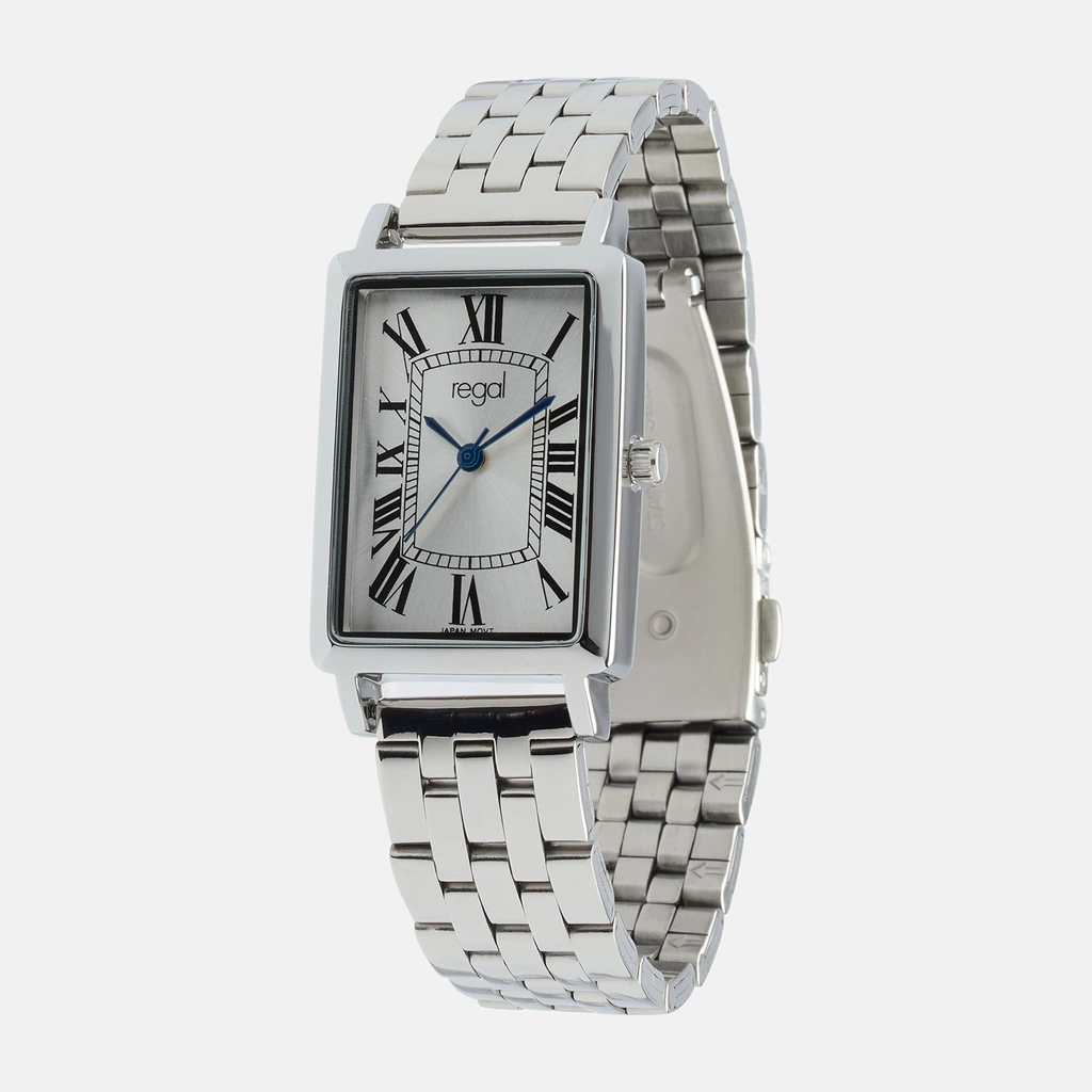 Regal damklocka - rektangulär, silverton, 24x32mm