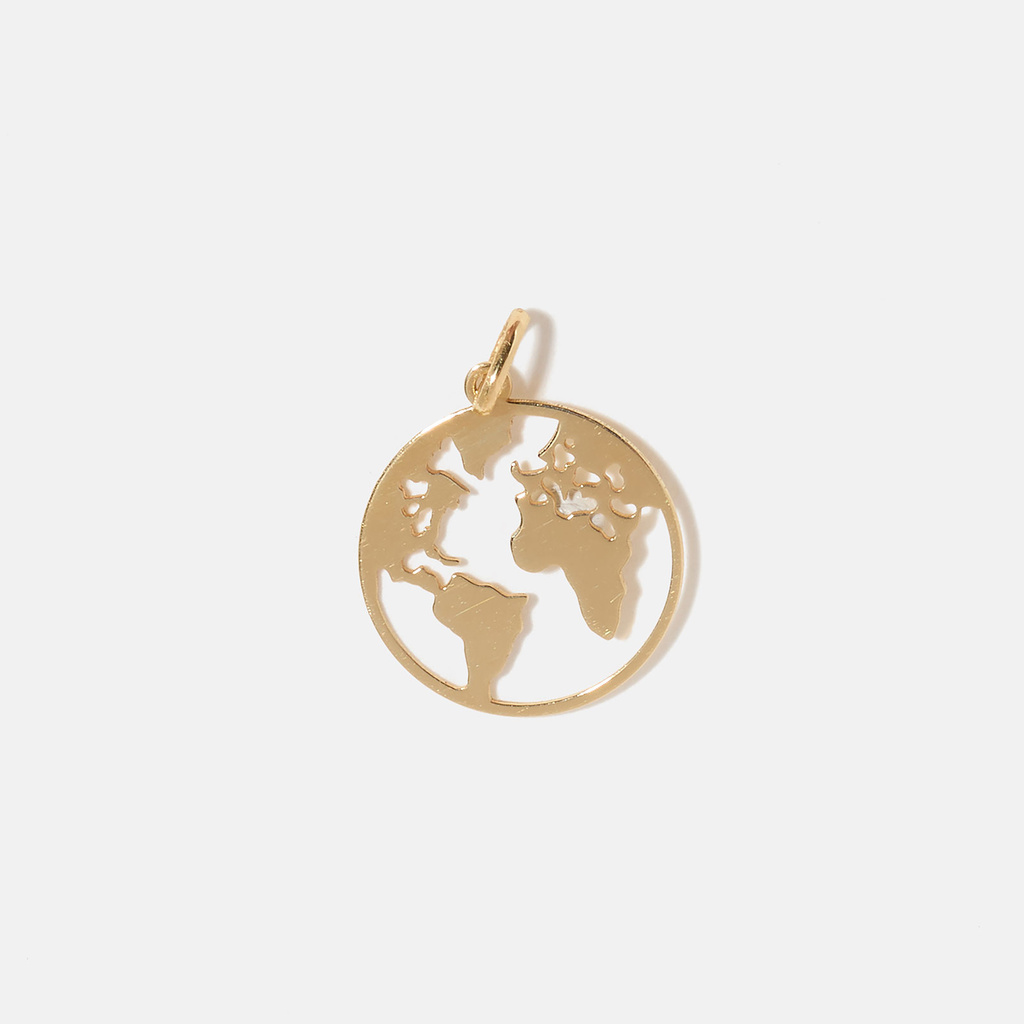 Berlock 18k guld - Världskarta 15 mm