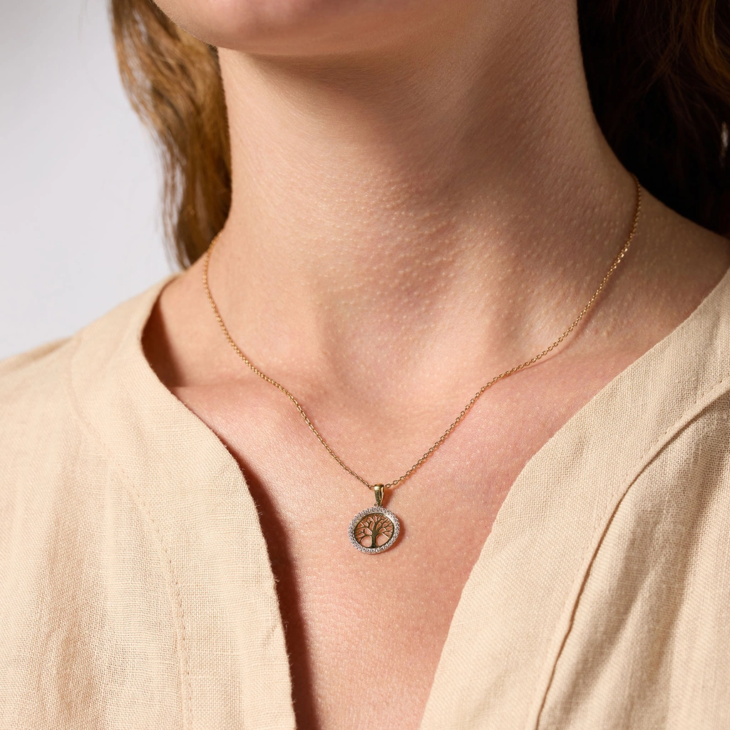 Hängsmycke 18k guld - livets träd 13 mm