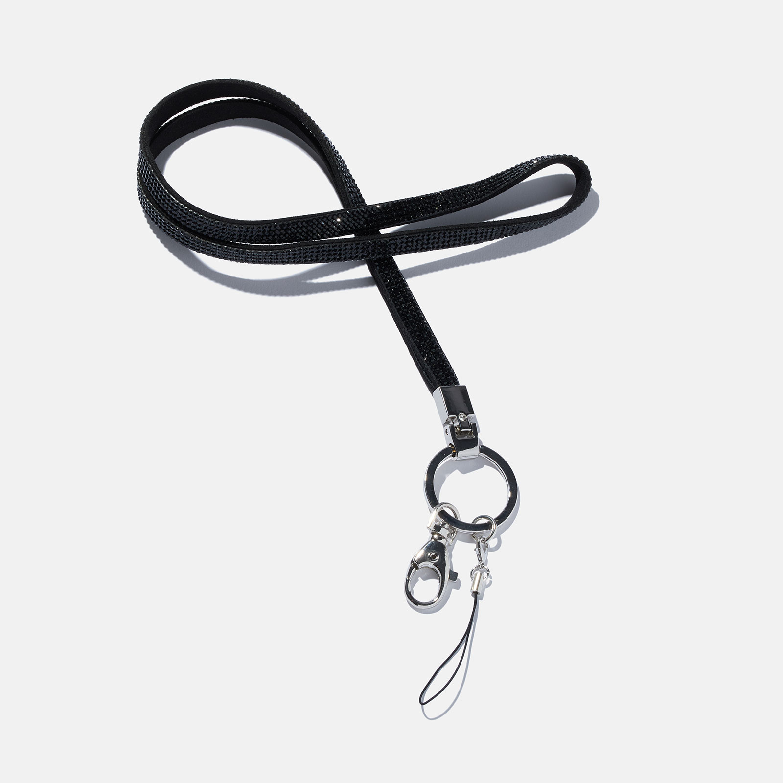 Nyckelring , svart glitter