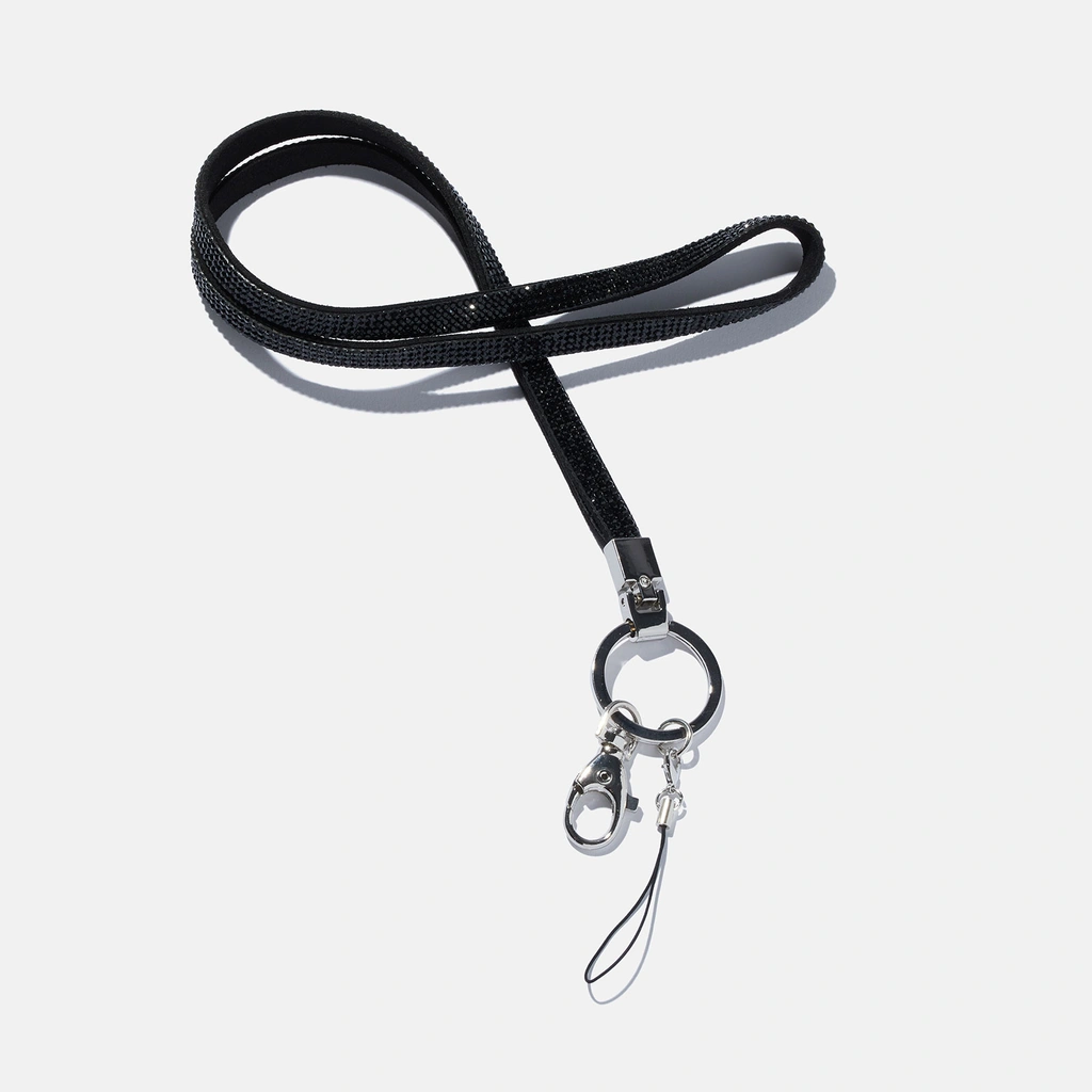 Nyckelring , svart glitter