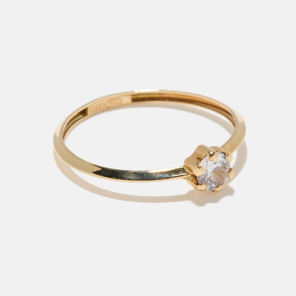 Ring 18k guld, solitärring Kubisk Zirkonia, 17,5mm