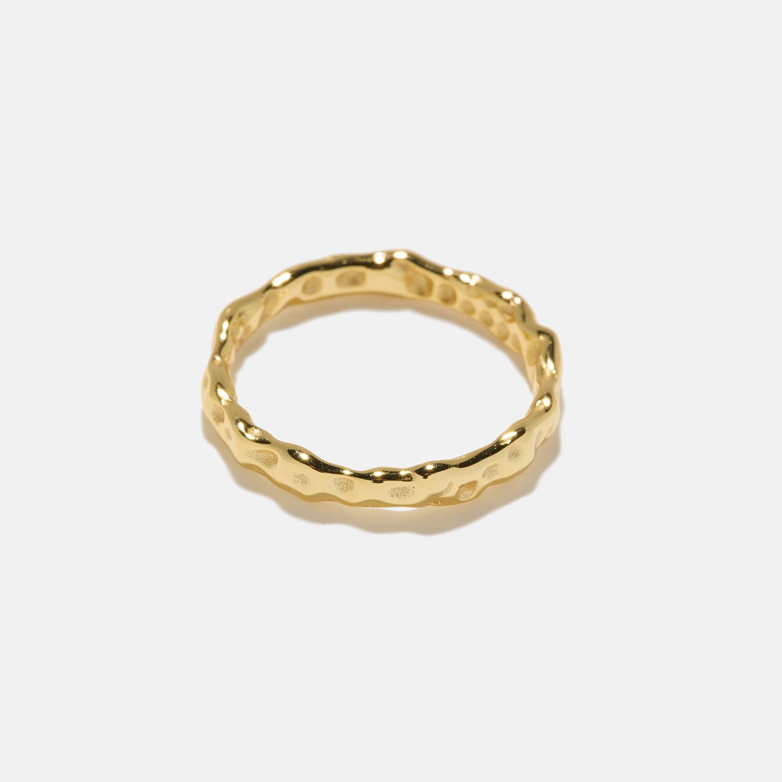 Förgylld silverring - hamrad smal