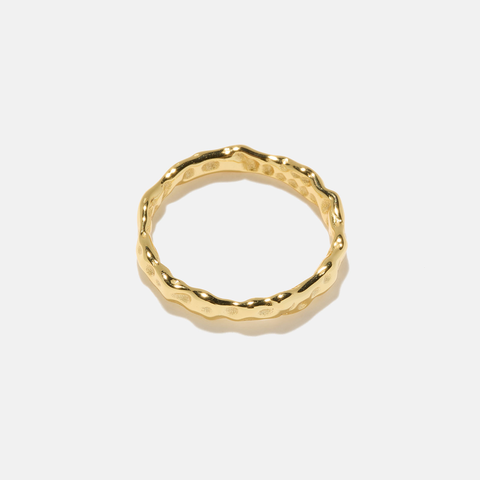 Förgylld silverring - hamrad smal