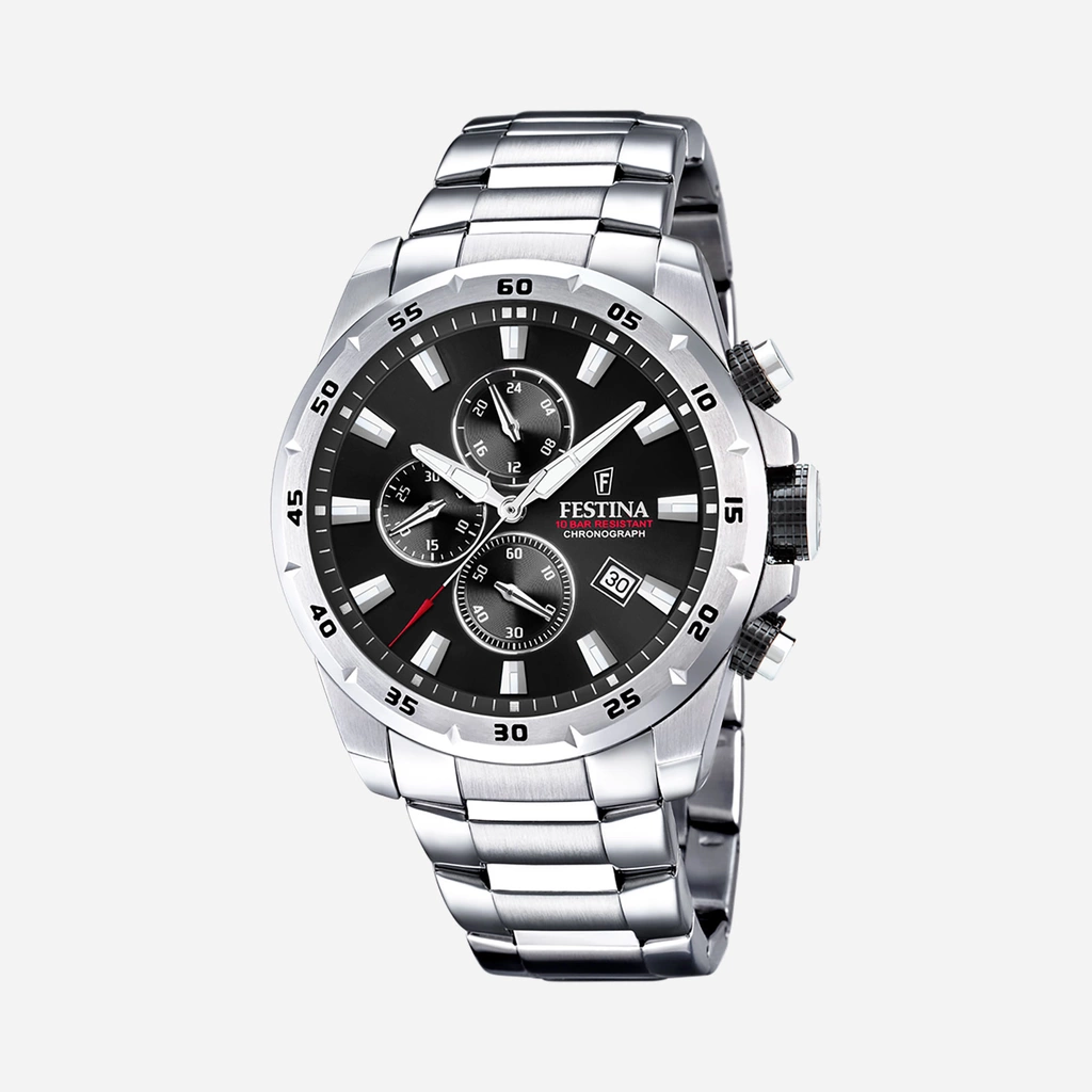 Festina F20463/4 Chrono Sport - herrklocka, stål/svart, 45mm