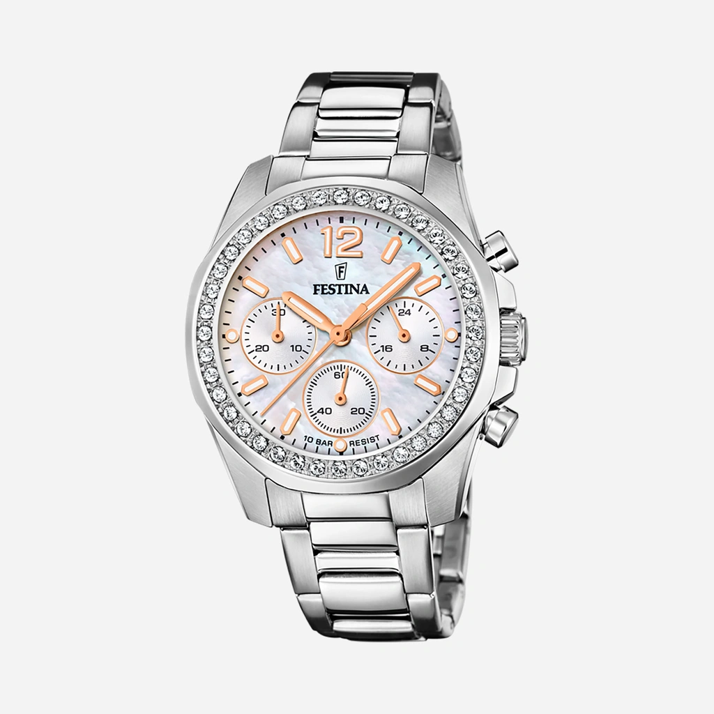 Festina F20606/1 Boyfriend - Krono, damklocka, vit/stål, 38mm