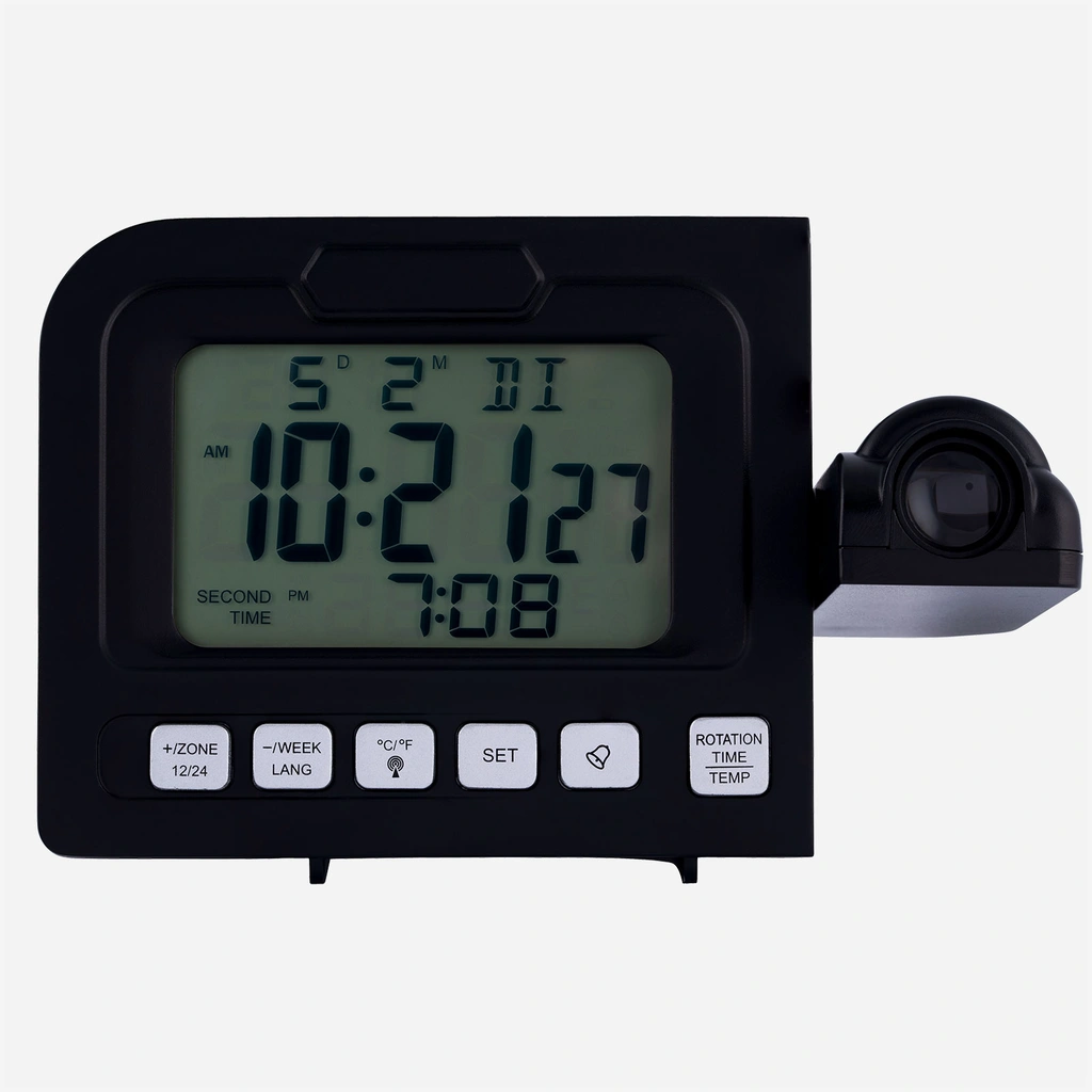 Väckarur med Projektor - svart, 16x5 cm