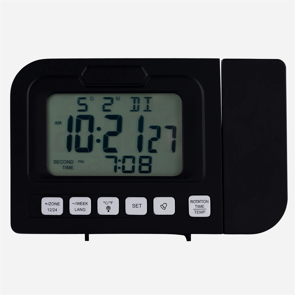 Väckarur med Projektor - svart, 16x5 cm