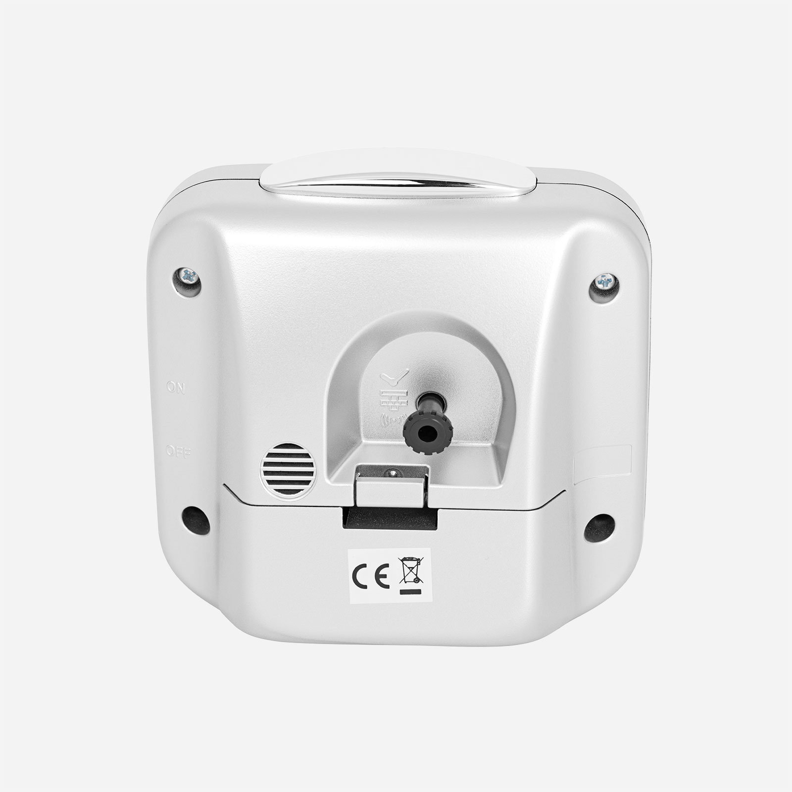 Väckarklocka - fyrkantig silver, 9 cm