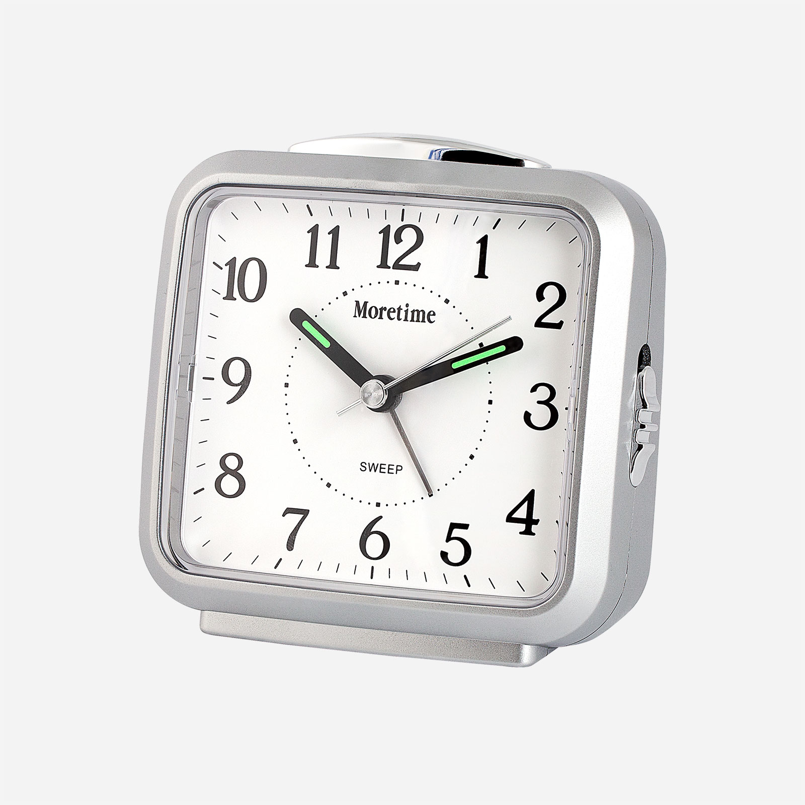 Väckarklocka - fyrkantig silver, 9 cm