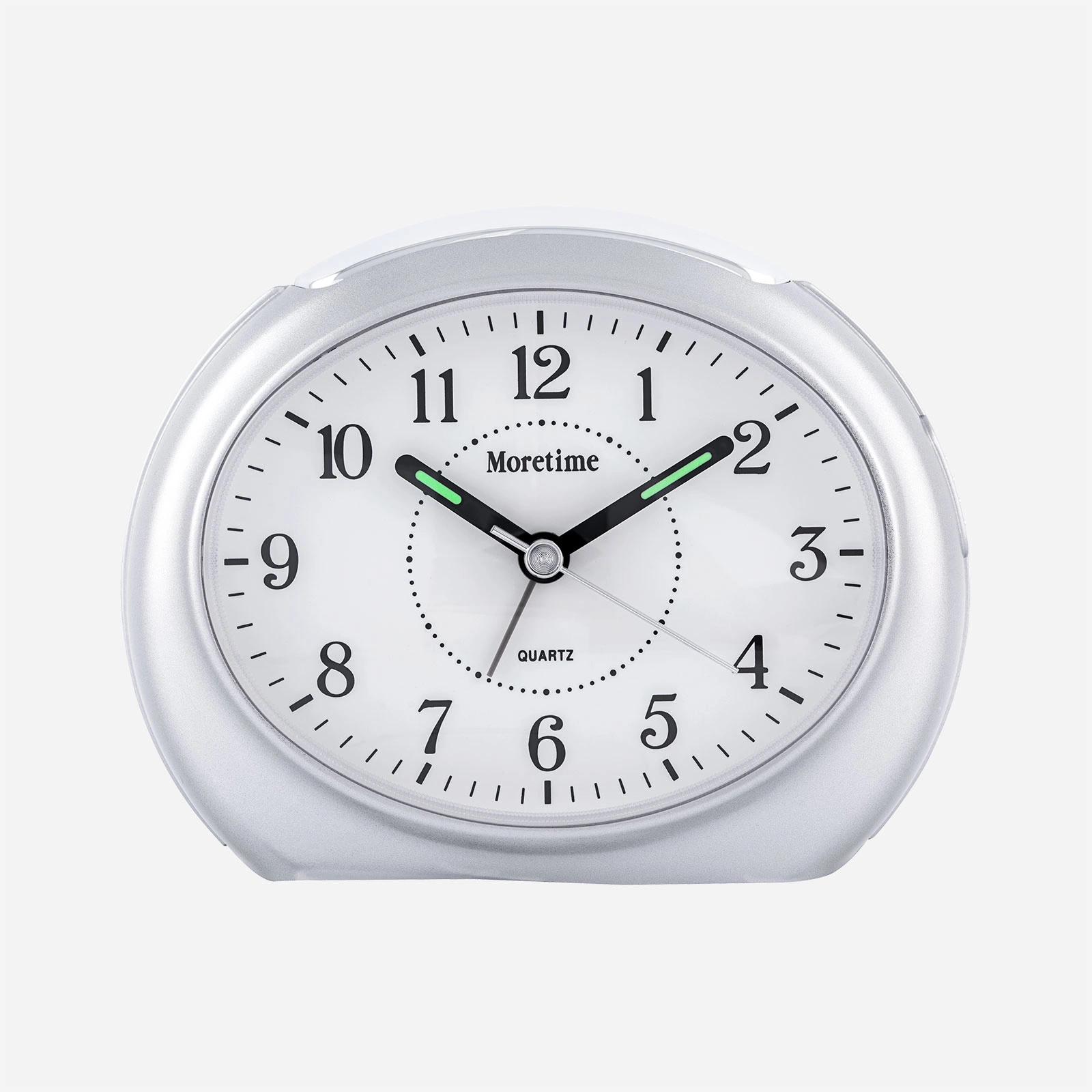 Väckarklocka - oval, silverfärgad  12x9 cm