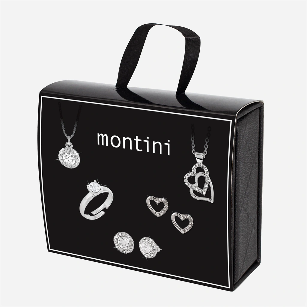 Silverfärgat smyckeset - vita stenar