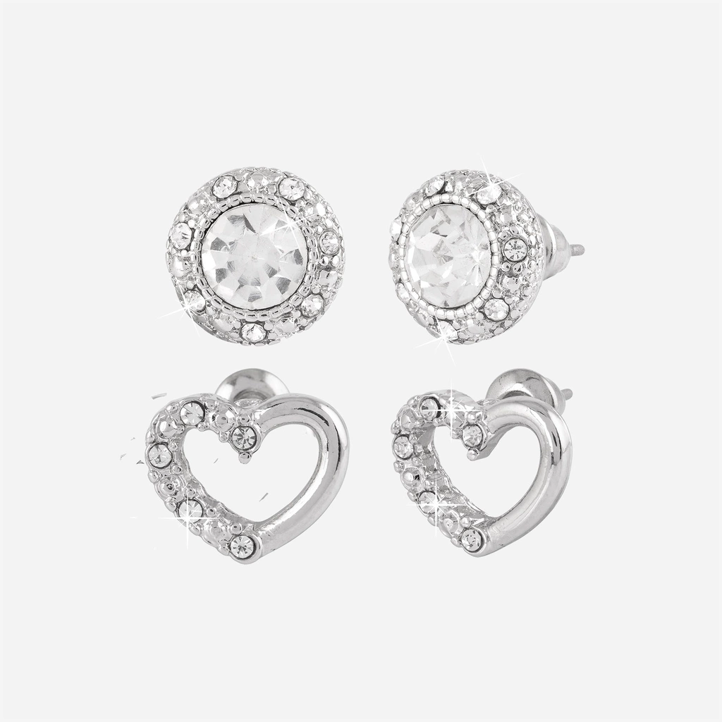 Silverfärgat smyckeset - vita stenar