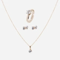 Guldfärgat smyckeset, klassiskt - ring, örhängen & halsband