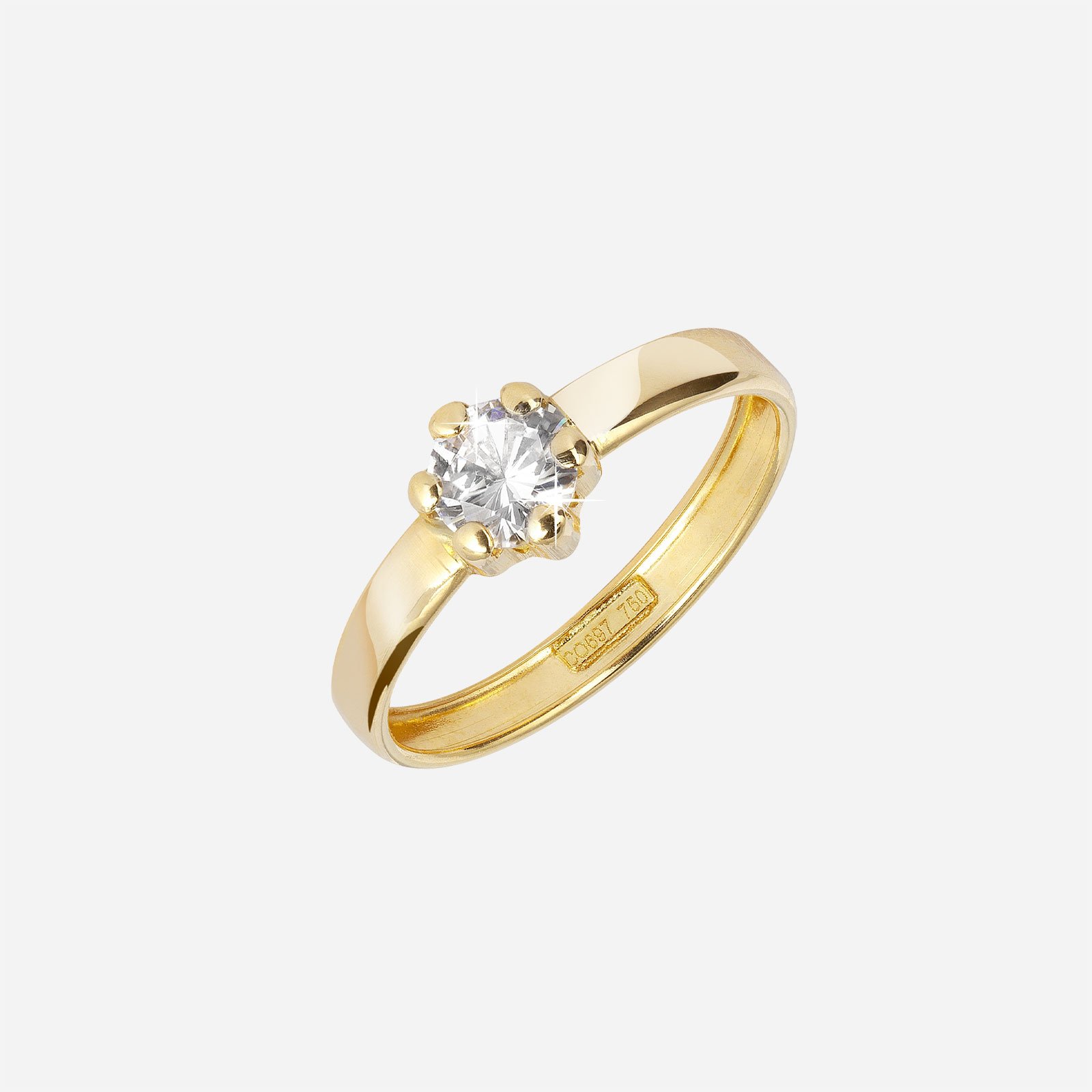 18k guldring med Kubisk Zirkonia
