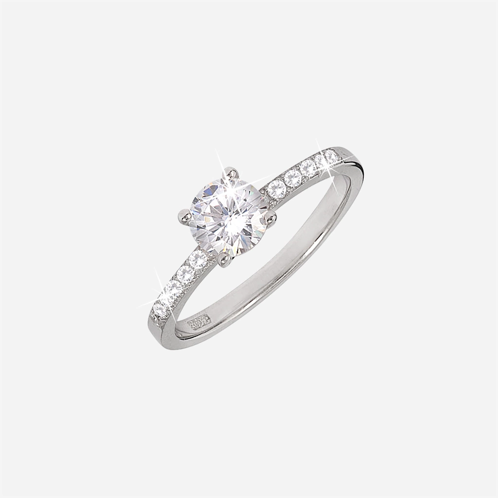 Ring i äkta silver - sidosten Kubisk Zirkonia, 18 mm