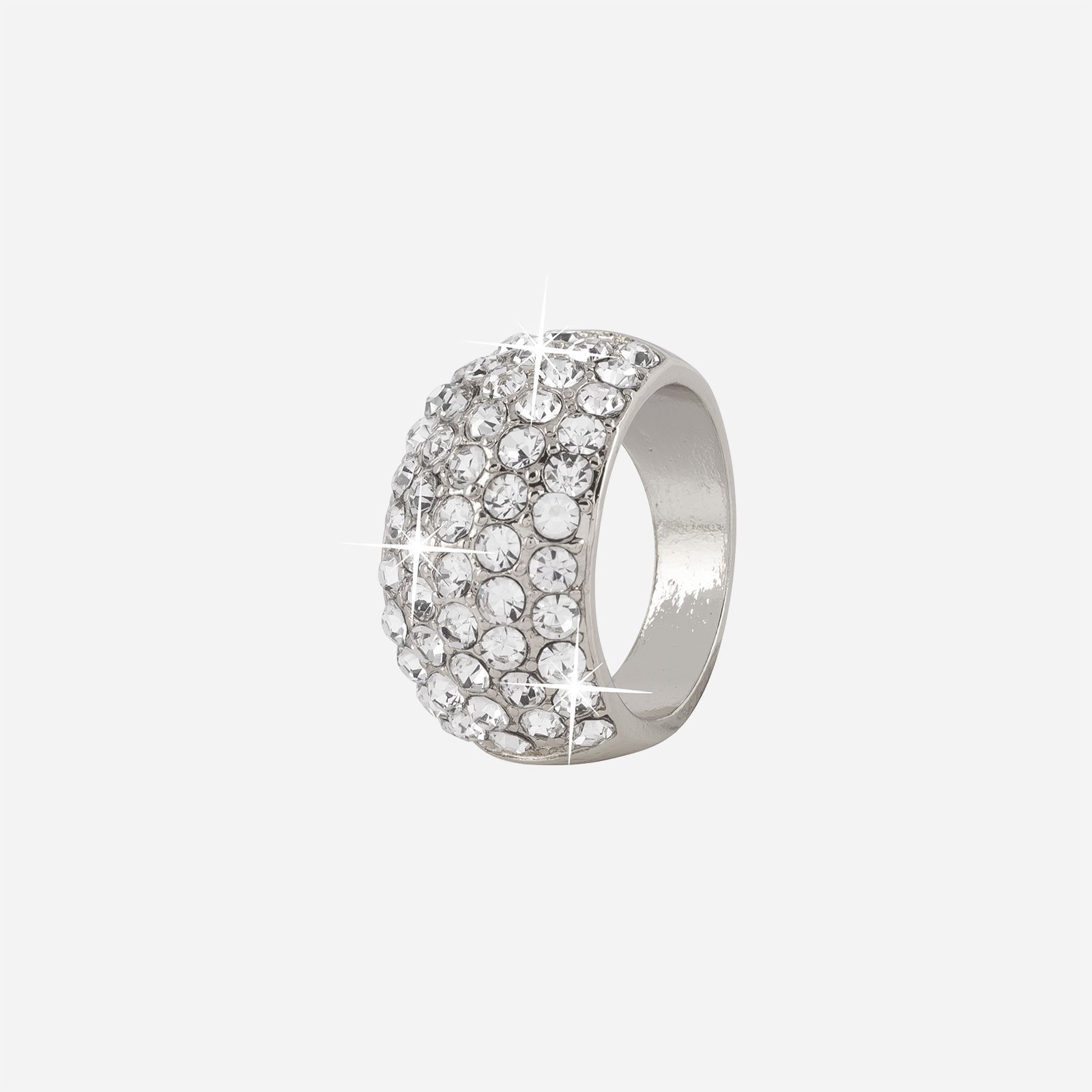 Bred ring med stenar - silverfärgad