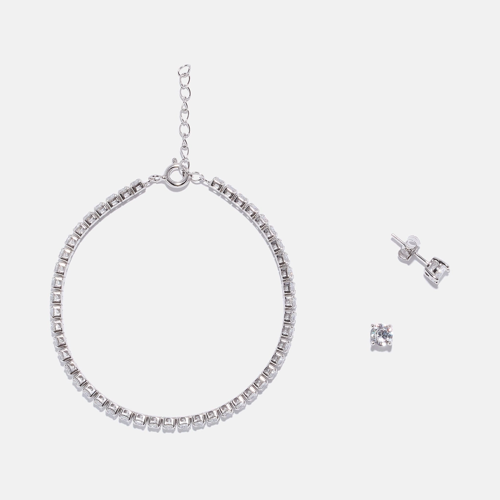 Set äkta silver, armband & örhängen