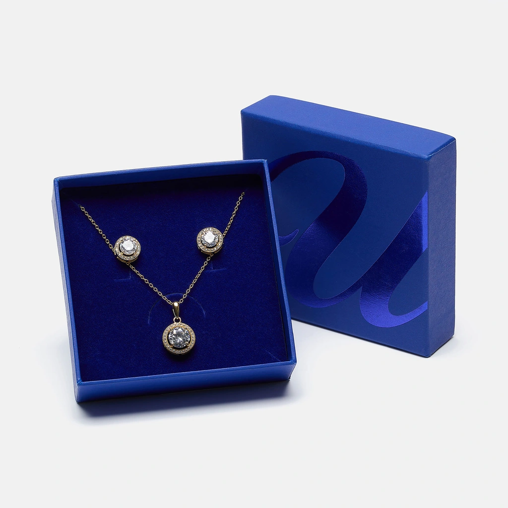 Guldpläterat smyckeset i äkta silver - halo