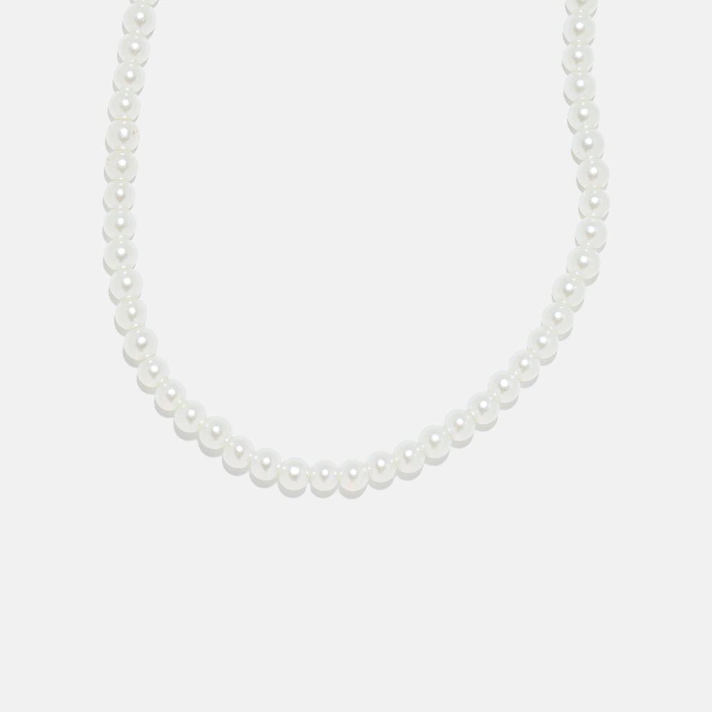Pärlhalsband - vita pärlor, 40+6cm
