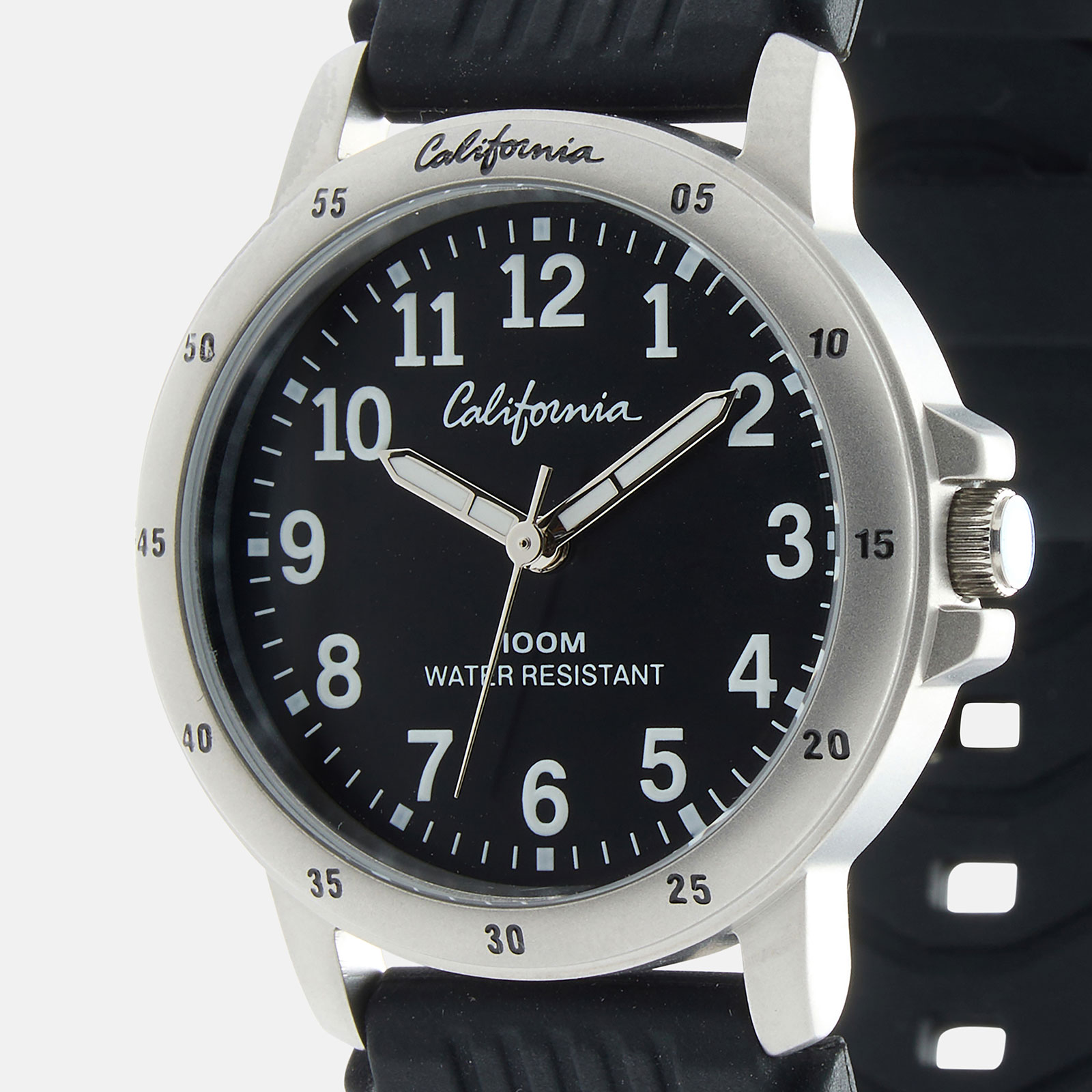 California barnklocka - gummiband, svart, 28 mm