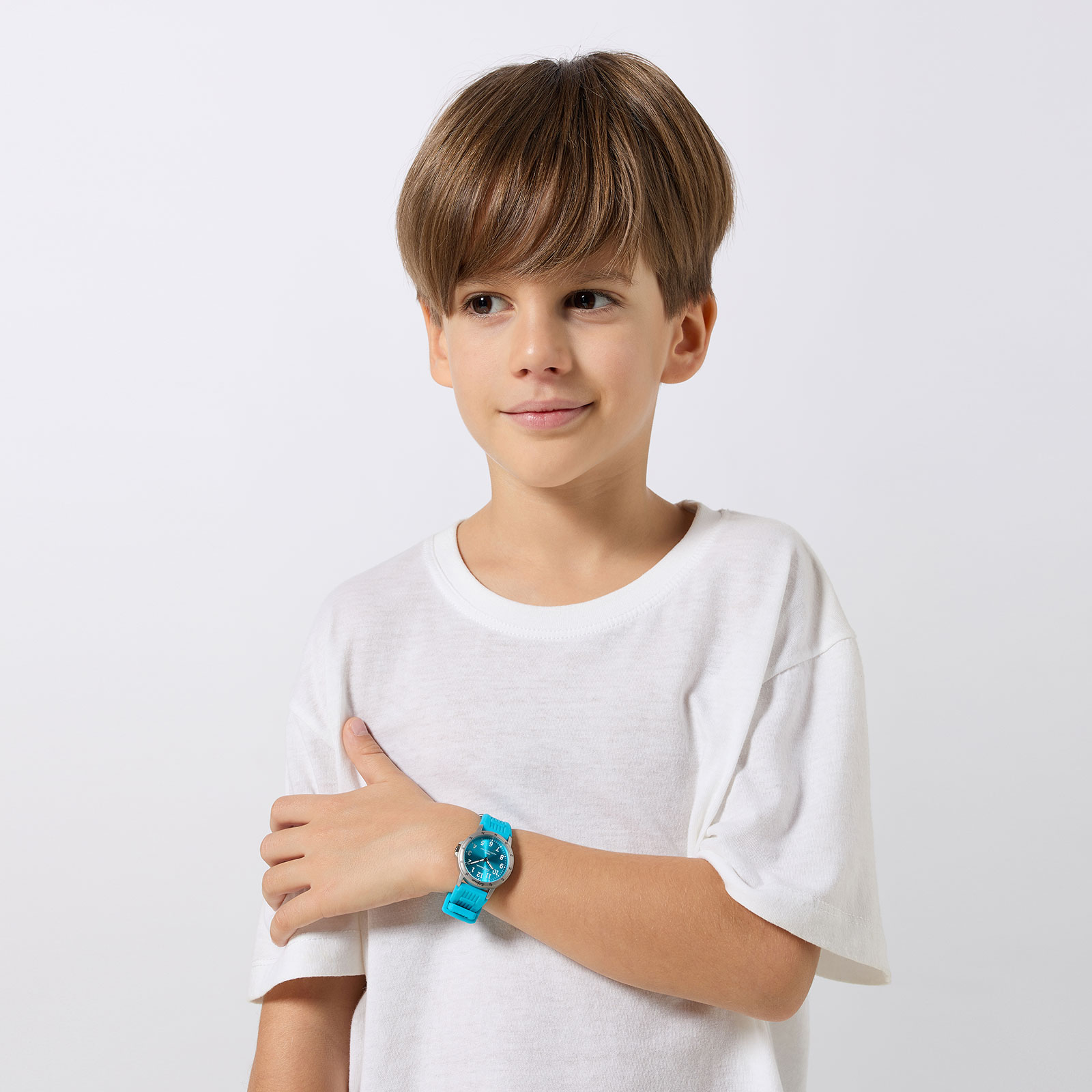 California barnklocka - gummiband, turkos, 28 mm