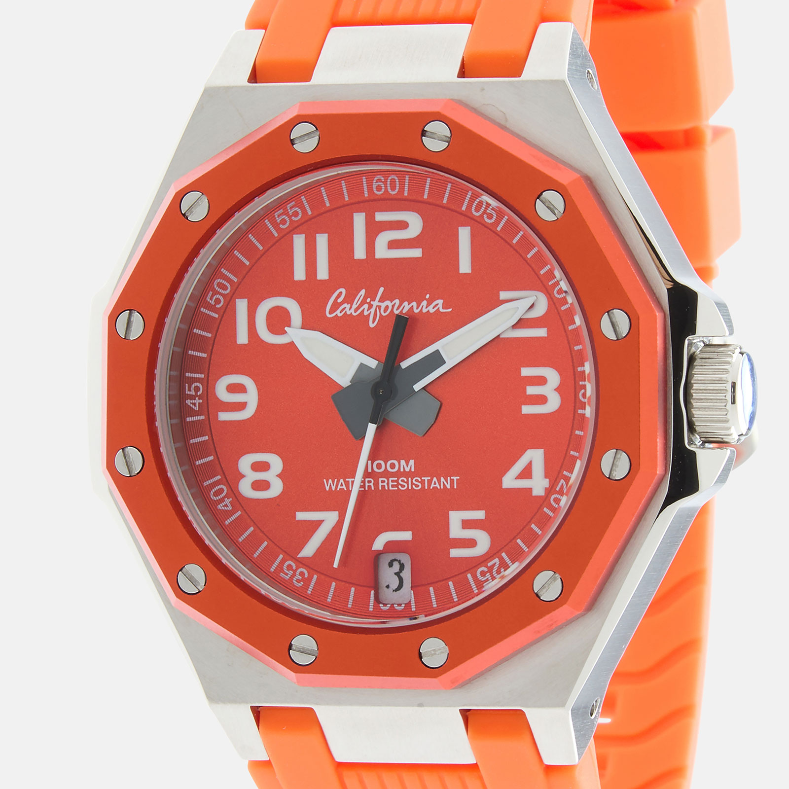 California barnklocka - gummiband, orange, 37 mm