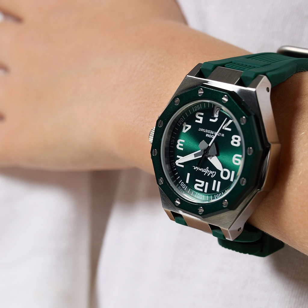 California barnklocka - gummiband, grön, 37 mm