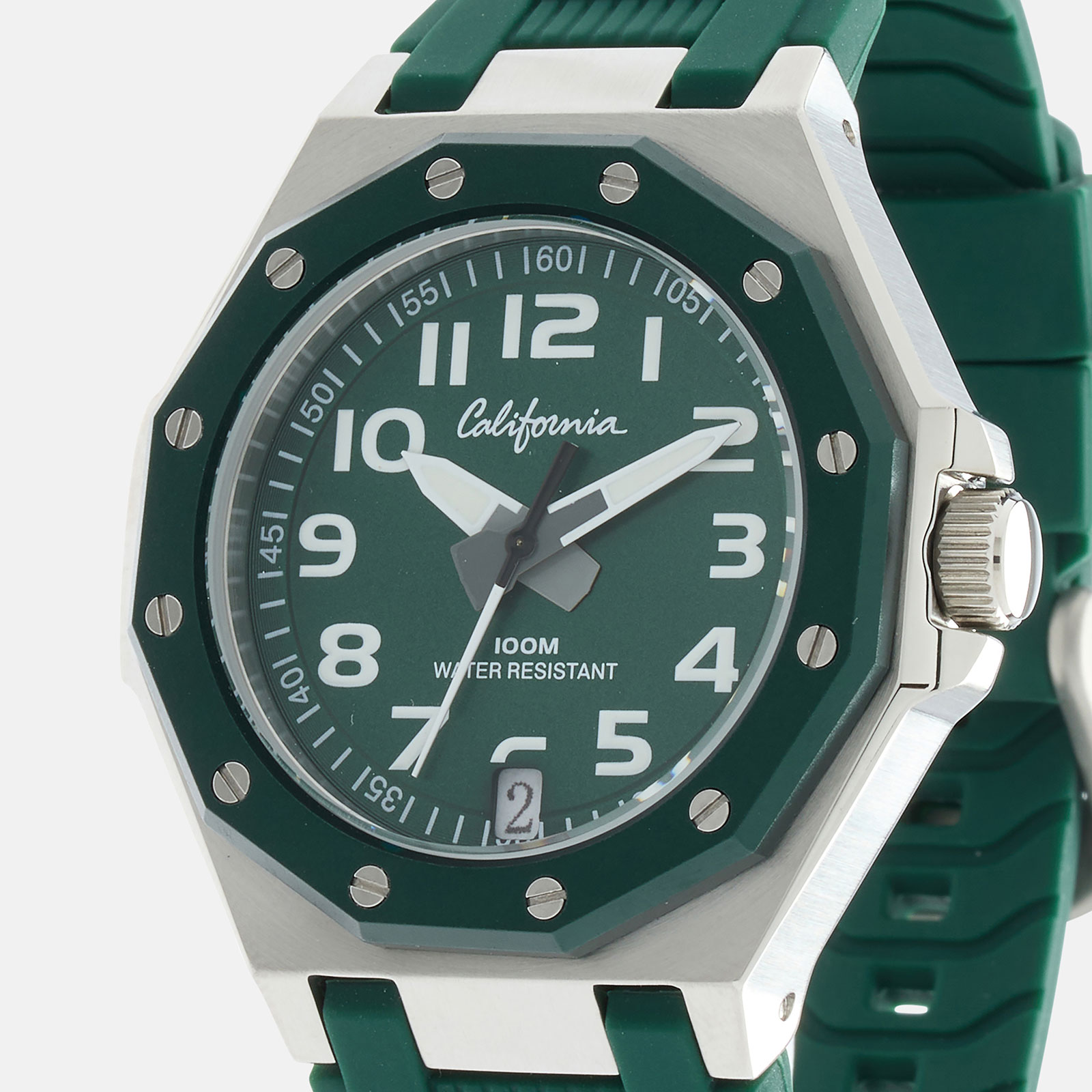 California barnklocka - gummiband, grön, 37 mm