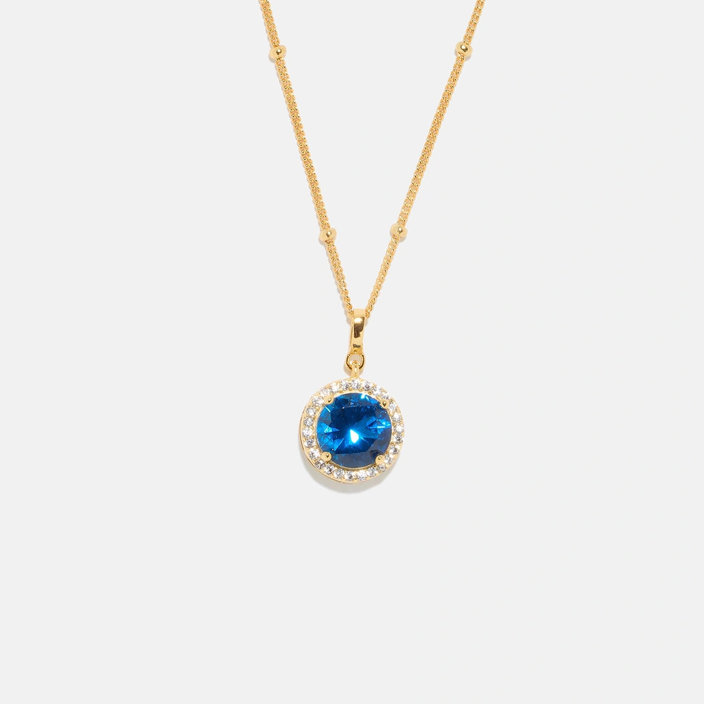 Guldpläterat halsband i äkta silver - månadsten December, 42+3cm