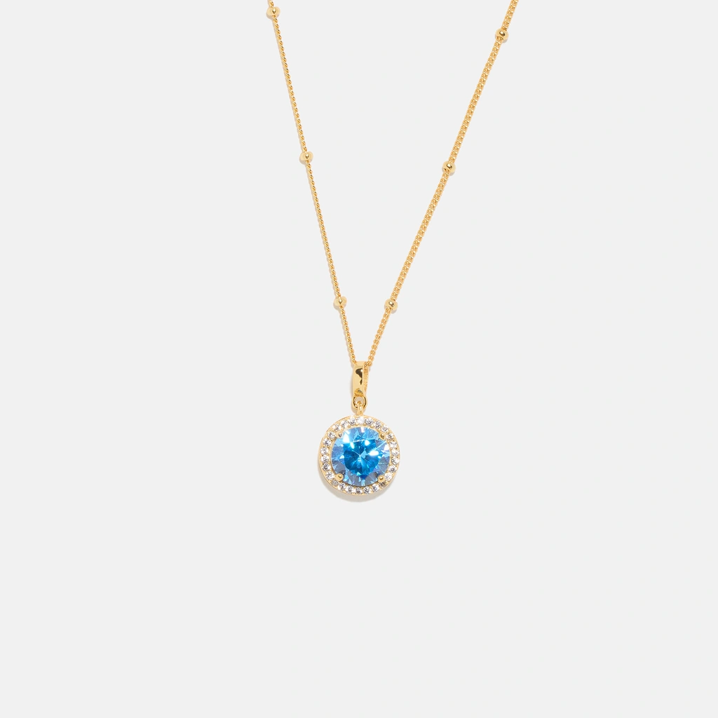 Guldpläterat halsband i äkta silver - månadsten Mars, 42+3cm